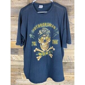 Outdoorsman To The Bone Mens Sz 2XL Black Short Sleeve Hunting  T-shirt